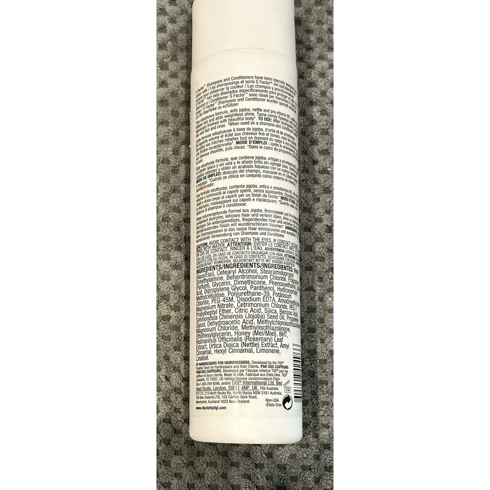 S-FACTOR‎ TIGI STUNNING VOLUME  STUNNING BOUNCE FOR FINE HAIR 8.5 OZ Conditioner